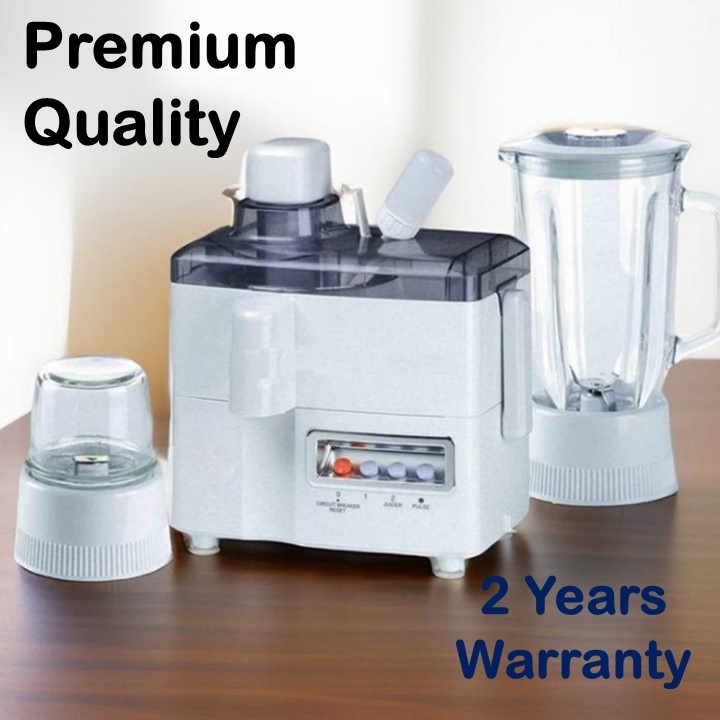 Premium Quality Juicer Machine 3 in 1 (Juicer + Grinder + Blender), Heavy Duty powerful motor, ABS Plastic Body, Warranty 2 Years